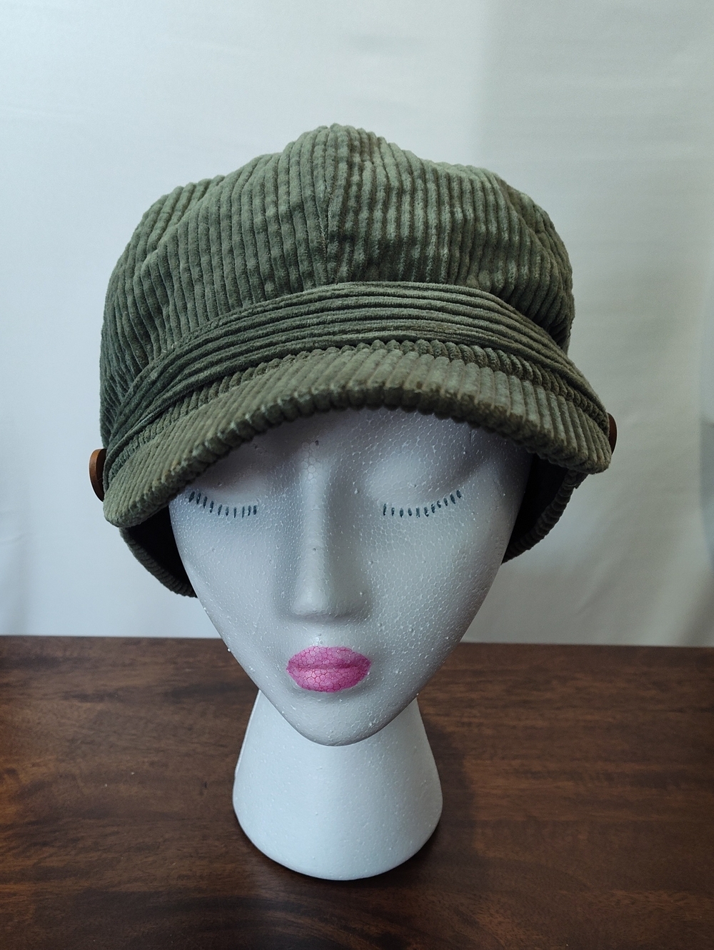 Corduroy Baker Boy Cap - Olive Green